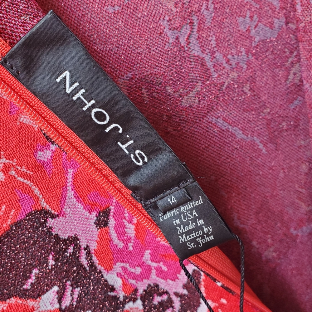 NWT St. John Floral Short Sleeve Dress - Picture 14 of 16